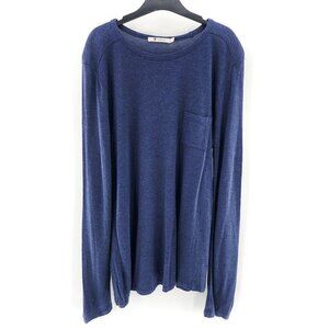 T ALEXANDER WANG Crew Neck Long Sleeve Pocket T-Shirt Navy Blue